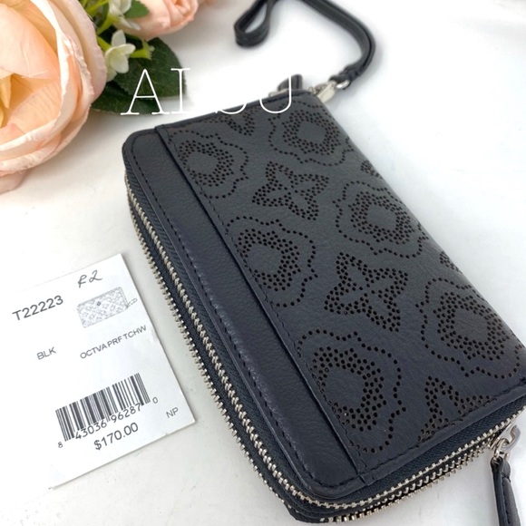 Brighton Octavia Perf Doublezipper Le Wallet Black - Picture 3 of 8